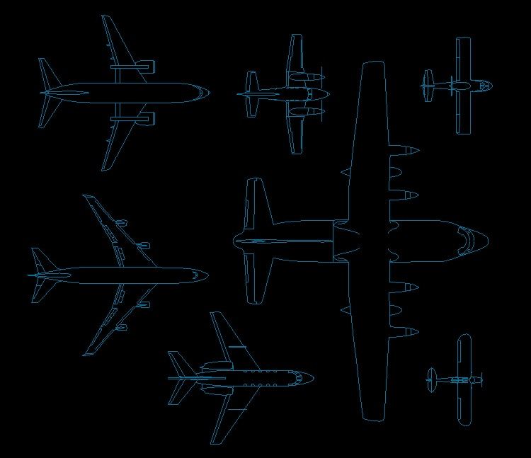 CAD常用交通工具汽车飞机图块图库