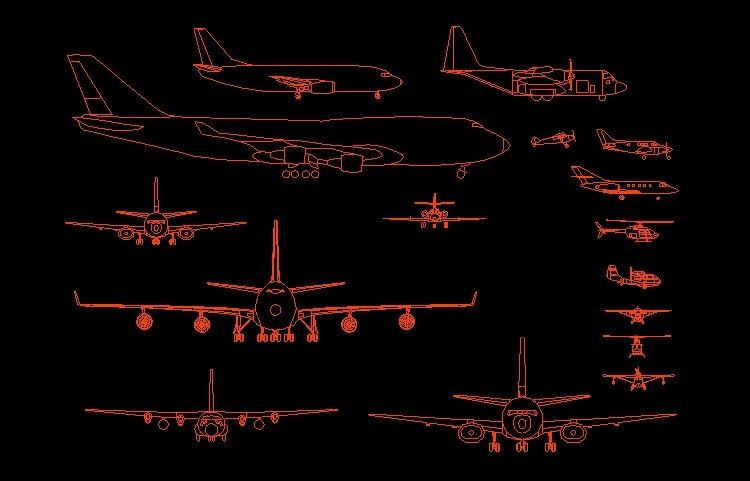CAD常用交通工具汽车飞机图块图库