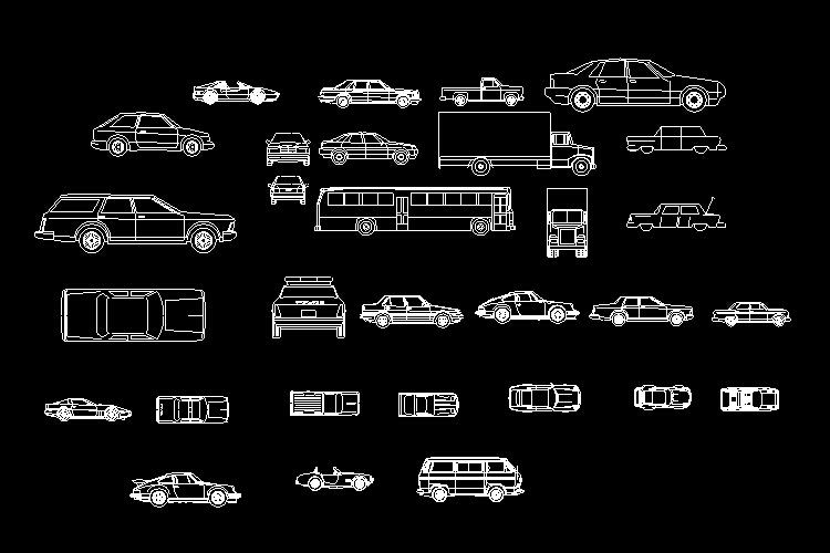 CAD常用交通工具汽车飞机图块图库