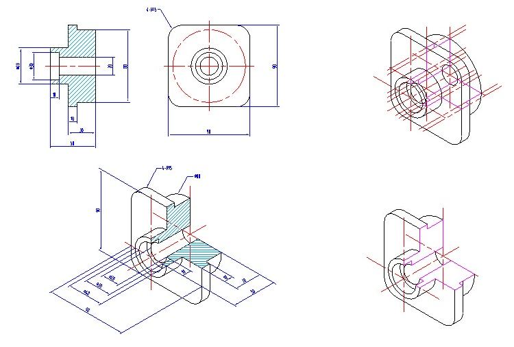 CAD机械部件练习图纸AutoCAD机械制图样例