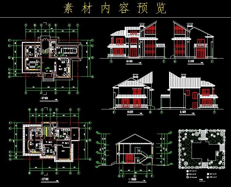 农村自建房别墅设计图CAD全套施工图纸素材