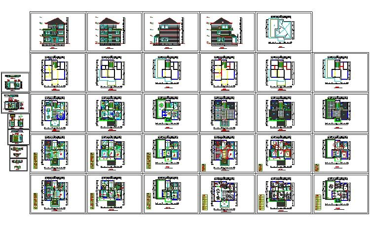 CAD别墅设计图纸图库全套CAD设计施工图自建房施工图