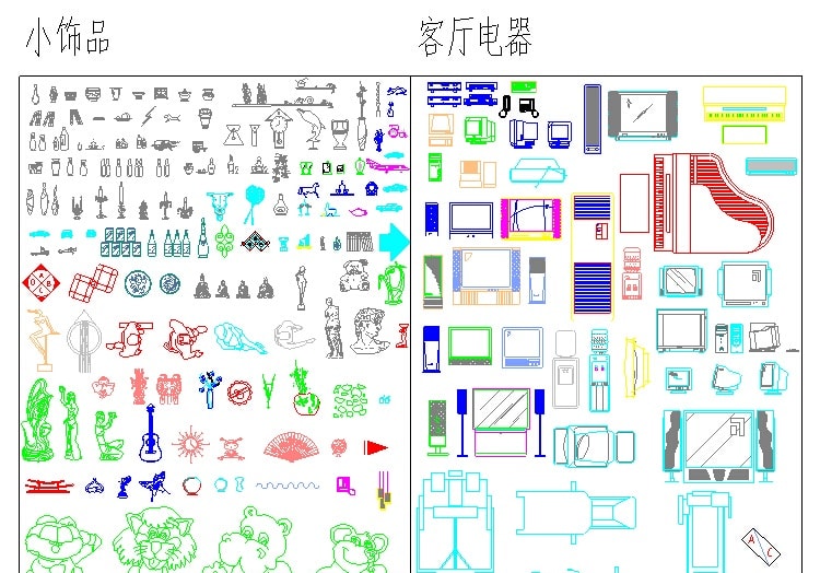 常用全套家装CAD图块室内CAD图块素材下载