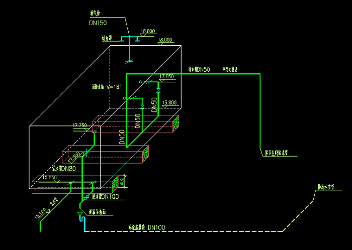 会展中心给排水系统透视大样图