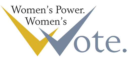 The women's power, Women's Vote exhibit logo showing text with a check mark acting as a V in the word vote. The women's power, Women's Vote exhibit logo showing text with a check mark acting as a V in the word vote.
